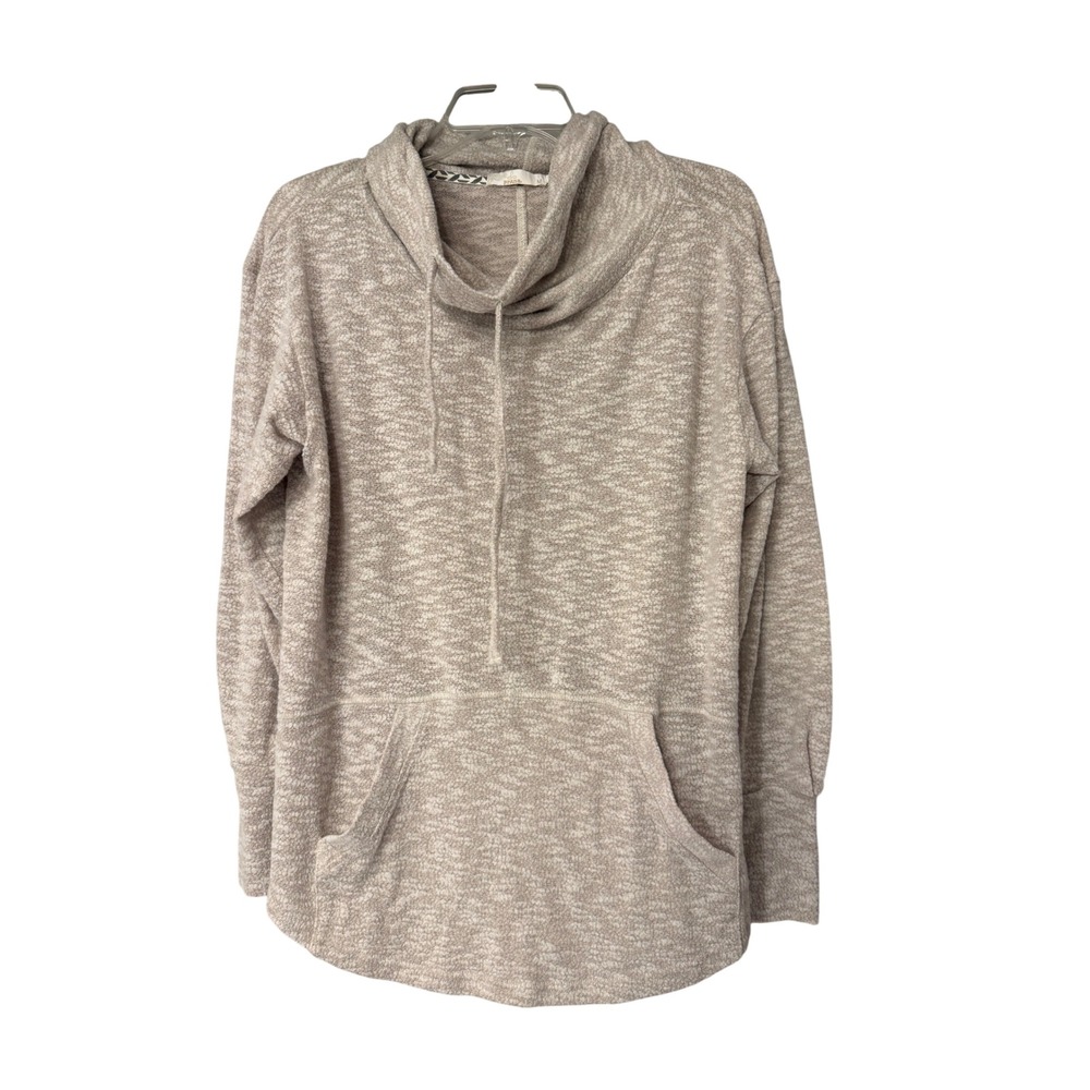 Prana Women Oatmeal Marled Cowl Neck Pullover Sweatshirt Medium Relaxed Fit